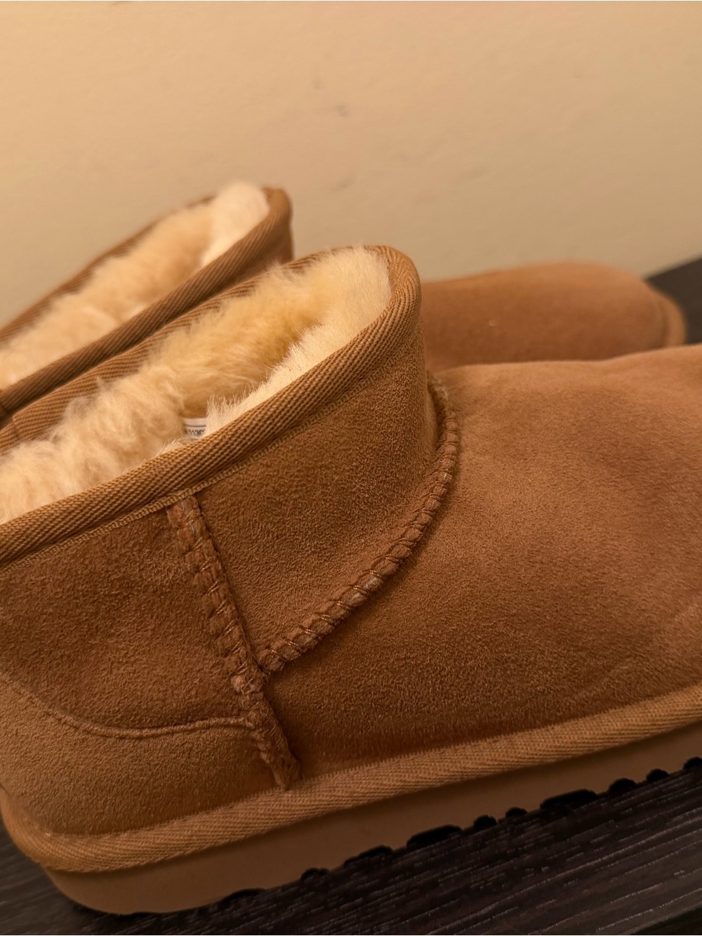 UGG Kids Chestnut Shearling-Lined Slip-Ons